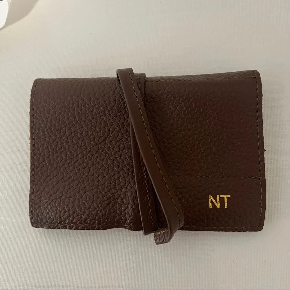 Mark & Graham Leather Charger Roll Up Brown Monogrammed NT Travel NEW
